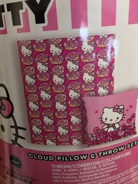 Hello Kitty Pink Donut Cloud Pillow & Throw Set